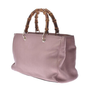 Gucci Pink Bag Bamboo Handbag Shopper Calfskin 2way Pink